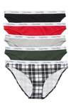 Calvin Klein Logo Bikini In Black/ Red/ Grey/ Green/ Plaid