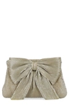 Jessica Mcclintock Vivienne Pleated Bow Clutch In Champagne