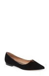Linea Paolo Presta Pointed Toe Flat In Black Suede