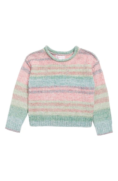 Design History Kids' Little Girl's Striped Ribbed Knit Sweater In Rainbow