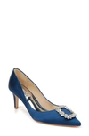 Badgley Mischka Carrie Crystal Embellished Pump In Navy Satin