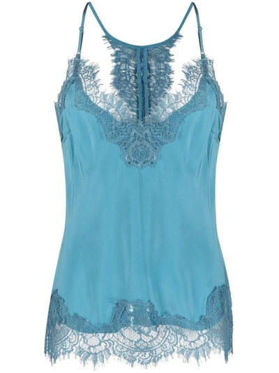 Gold Hawk Lace-detailing Sleeveless Blouse In Baltic Blue