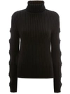 Jw Anderson Cut Out Sleeve Turtleneck Jumper In Black