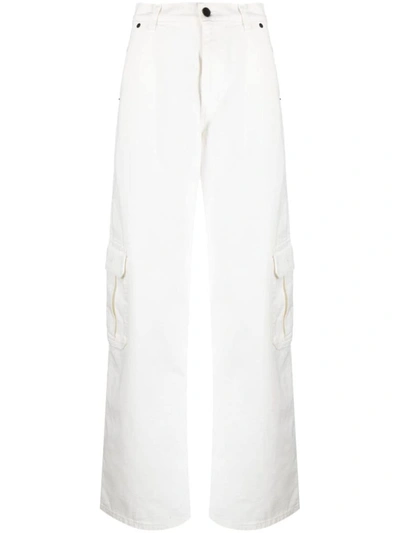 The Mannei Sado Rigid High-rise Wide-leg Cargo Jeans In White