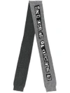 Valentino Slogan Embroidered Scarf In Grey