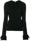 Ermanno Scervino Ruffle Trim Tie Cuff Jumper In Black