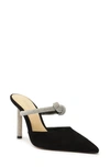 Schutz Pearl Glam Heel Nubuck Mule In Black