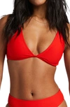 Billabong Ava Tanlines Triangle Bikini Top In Rad Red