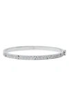 Tory Burch Miller Double T Crystal Stud Bracelet, 5mm In Tory Silver / Crystal