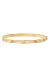 Tory Burch Miller Stud Hinge Bracelet In Tory Gold / Crystal