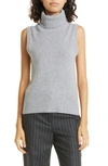 Veronica Beard Mazzy Cashmere Turtleneck Shell In Heather Grey