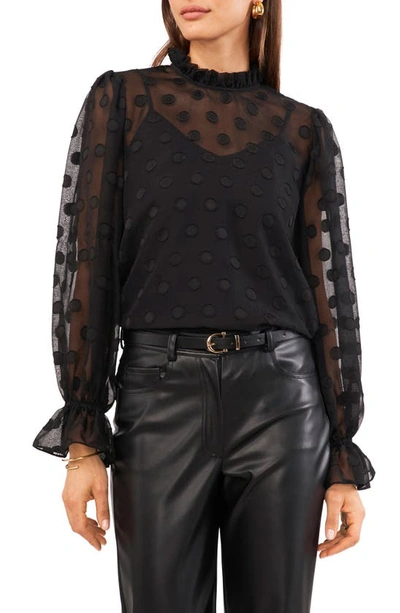 1.state Ruffle Jacquard Blouse In Beech