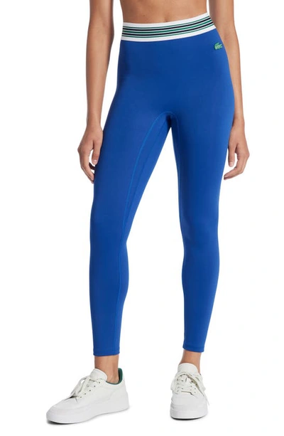 Lacoste Stripe Band Leggings In Blue