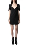 ZADIG & VOLTAIRE ROXELLE BEADED NECKLINE CREPE MINIDRESS