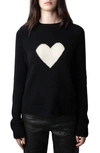 Zadig & Voltaire Womens Noir Lili Heart-intarsia Cashmere Jumper In Noir