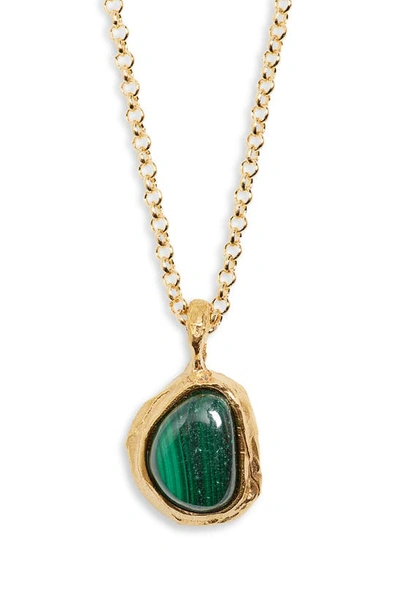 Alighieri The Droplet Of The Mountain Malachite Pendant Necklace In Gold