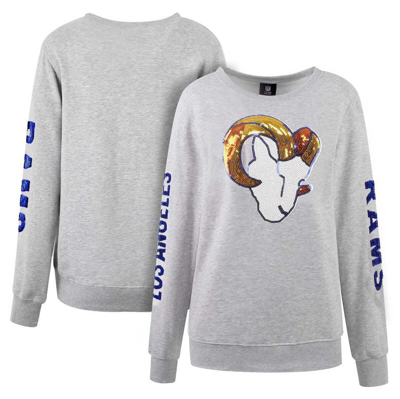 Cuce Heather Grey Los Angeles Rams Sequined Logo Pullover Sweatshirt