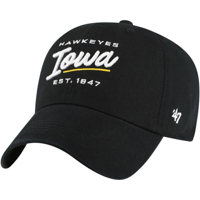 47 ' Black Iowa Hawkeyes Sidney Clean Up Adjustable Hat
