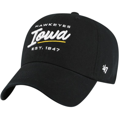 47 Brand '47 Black Iowa Hawkeyes Sidney Clean Up Adjustable Hat