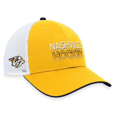 Fanatics Branded Gold Nashville Predators Authentic Pro Rink Trucker Adjustable Hat