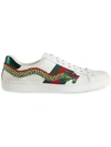 GUCCI DRAGON ACE EMBROIDERED LEATHER SNEAKER,473764A38G012156595