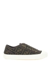 Fendi Low-top Sneakers With Monogram Pattern And Gold-tone Accents