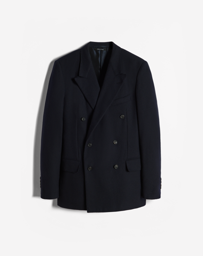 Dunhill Society Wool Cashmere Double Breasted Blazer In Black