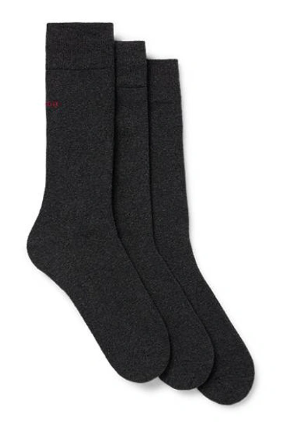 Hugo Boss Triple-pack Of Regular-length Socks In A Cotton Blend In Black