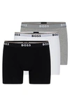 Hugo Boss Three-pack Of Stretch-cotton Boxer Briefs With Logos In Multi