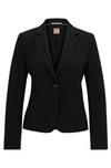 Hugo Boss Single-breasted Jacket In Striped Stretch Wool In Black