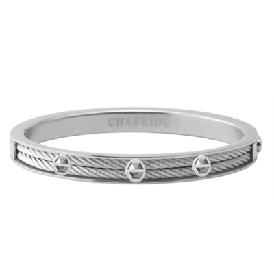 Charriol Forever Eternity Stainless Steel Cable Bangle In Grey