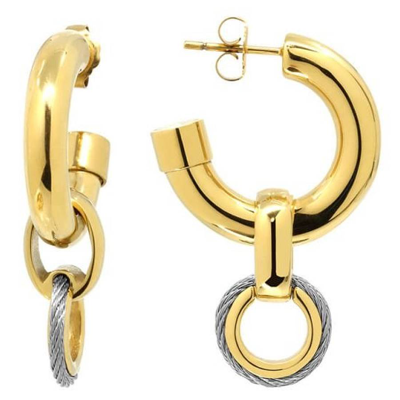 Charriol St. Tropez Mariner Yellow Gold Pvd Steel Cable Earrings In Gold / Yellow