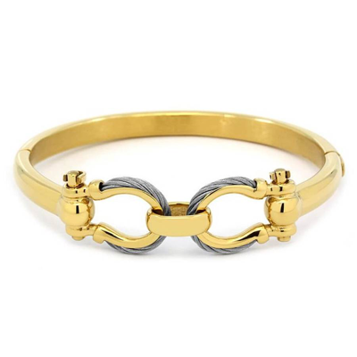 Charriol Sttropez Mariner Yellow Gold Pvd Steel Cable Bangle