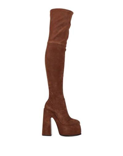 Casadei Woman Knee Boots Brown Size 10.5 Soft Leather