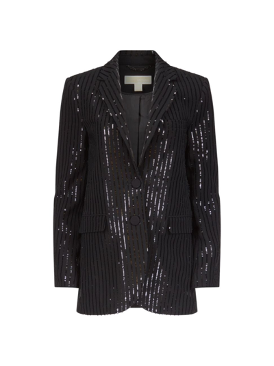 Michael Michael Kors Women's Sequin Pinstriped Blazer In Black