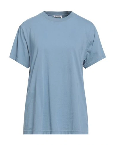 Chloé Crew Neck Monochrome Cotton T-shirt In Blue