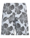 Msgm Striped Hibiscus Printed Shorts In Blue