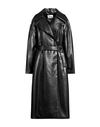 NANUSHKA NANUSHKA WOMAN COAT BLACK SIZE L POLYURETHANE, RECYCLED POLYESTER