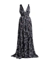 Etro Woman Long Dress Midnight Blue Size 8 Silk In Blue