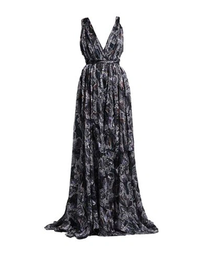 Etro Woman Long Dress Midnight Blue Size 8 Silk