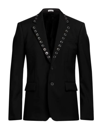 Alexander Mcqueen Man Suit Jacket Black Size 42 Wool