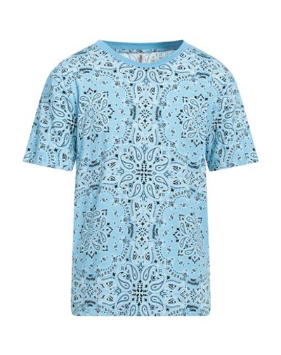 Moschino Man T-shirt Sky Blue Size M Cotton, Elastane
