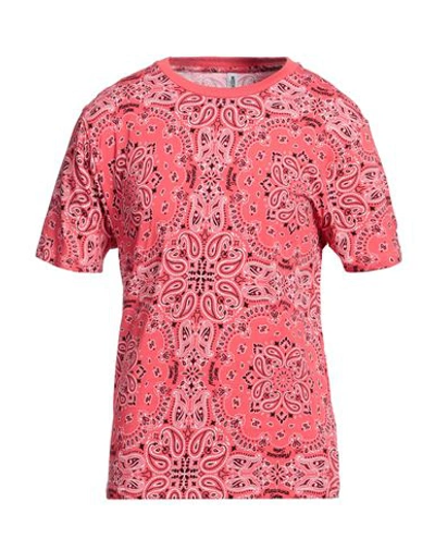 Moschino Man T-shirt Coral Size Xxl Cotton, Elastane In Red