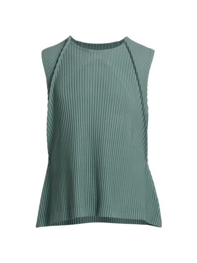 Issey Miyake Mc August Pleated Tank In Mint Gray
