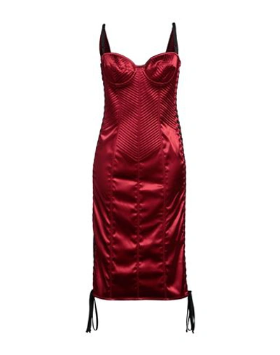 Dolce & Gabbana Woman Midi Dress Brick Red Size 10 Acrylic, Polyamide, Elastane