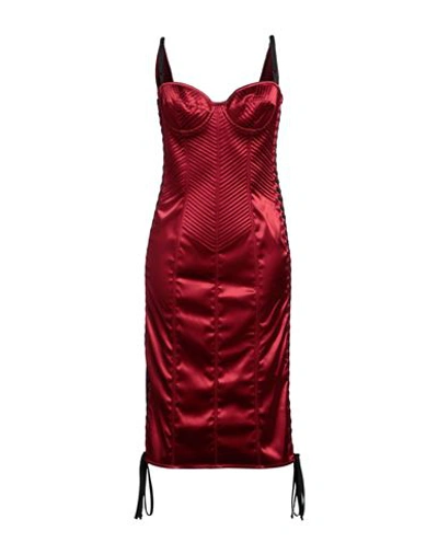 Dolce & Gabbana Woman Midi Dress Brick Size 8 Acrylic, Polyamide, Elastane In Red