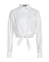 Dolce & Gabbana Cropped Tie-front Cotton-blend Poplin Shirt In White
