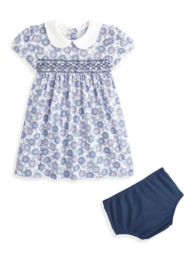 Bella Bliss Baby Girl's & Little Girl's Floral Peter Pan Collar Dress & Bloomers Set In Blue Daisy
