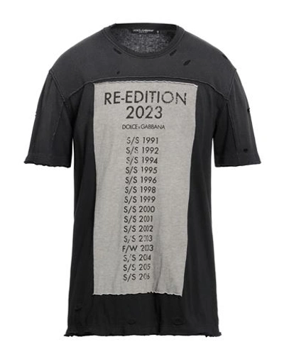 Dolce & Gabbana Man T-shirt Steel Grey Size 42 Cotton