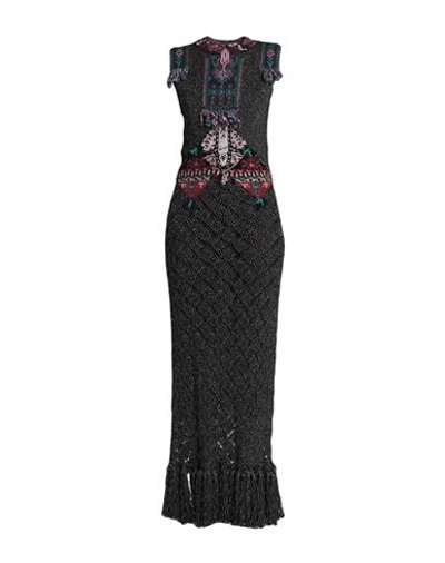 Etro Woman Maxi Dress Black Size 6 Virgin Wool, Viscose, Metallic Fiber, Wool, Cupro